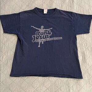 “RUN 4 JESUS” Youth Large Dark Blue Run4Jesus T- shirt